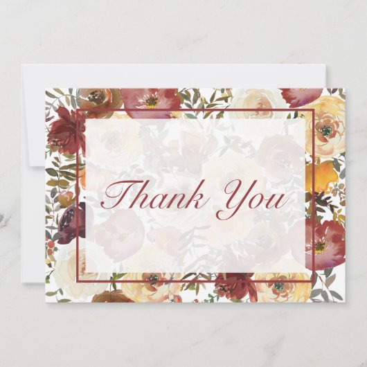 Herfst Waterverf Bouquets bruiloft Hartelijk dank Bedankkaart (Voorkant)