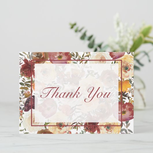 Herfst Waterverf Bouquets bruiloft Hartelijk dank Bedankkaart (Staand voorkant)