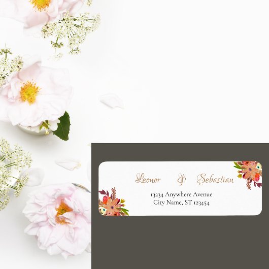 Herfst Waterverf Bouquets Wedding Etiket