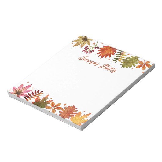 Herfst Waterverf Fall verlaat rustieke naam Notitieblok (Linkerzijde)