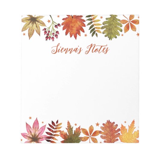 Herfst Waterverf Fall verlaat rustieke naam Notitieblok (Voorkant)