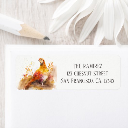 Herfst Waterverf fazant retour adres Etiket (Insitu)