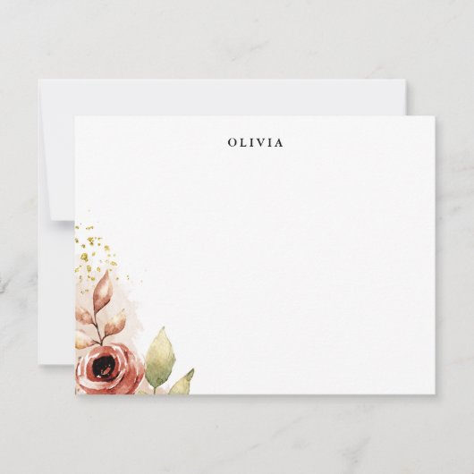 Herfst Waterverf Floral - Aangepaste platte briefk Kaart (Voorkant)