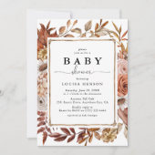 Herfst Waterverf Floral Baby shower Kaart (Voorkant)