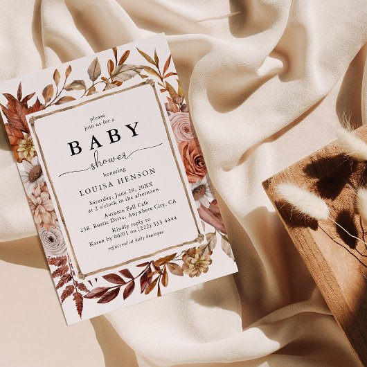 Herfst Waterverf Floral Baby shower Kaart