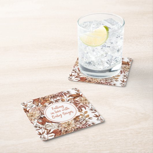 Herfst Waterverf Floral Baby shower Kartonnen Onderzetters (Insitu)