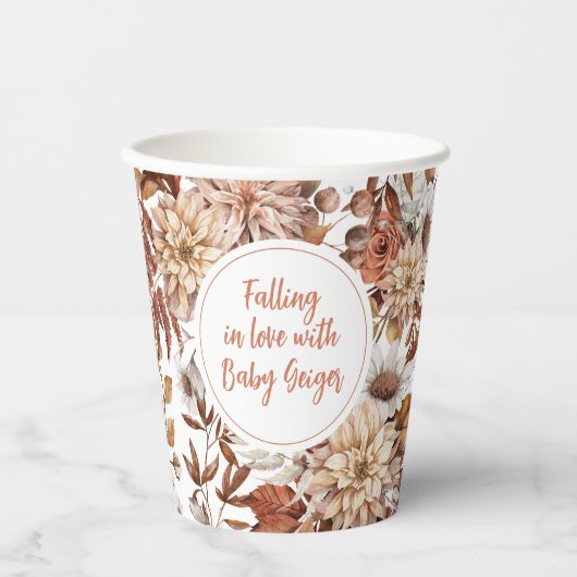 Herfst Waterverf Floral Baby shower Papieren Bekers (Voorkant)