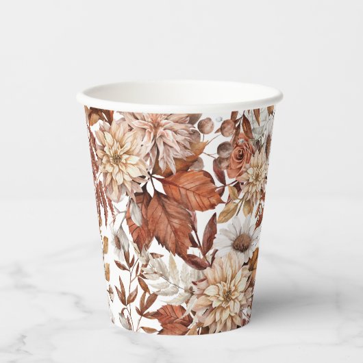 Herfst Waterverf Floral Baby shower Papieren Bekers (Voorkant)
