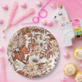 Herfst Waterverf Floral Baby shower Papieren Bordje (Feest)