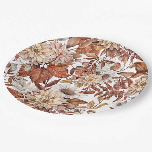 Herfst Waterverf Floral Baby shower Papieren Bordje (Gekanteld)