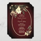 Herfst Waterverf Floral Bourgondië bruiloft Kaart (Voorkant / Achterkant)