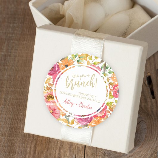 Herfst Waterverf Floral Brunch Wedding Shower Ronde Sticker