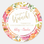 Herfst Waterverf Floral Brunch Wedding Shower Ronde Sticker (Voorkant)