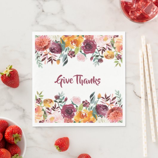 Herfst Waterverf Floral Geef Bedankt Servet (Insitu)