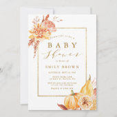 Herfst Waterverf Floral Gold Baby shower Kaart (Voorkant)