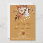 Herfst Waterverf Floral Gold Birthday Party Kaart (Voorkant)