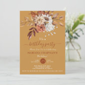 Herfst Waterverf Floral Gold Birthday Party Kaart (Staand voorkant)