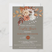 Herfst Waterverf Floral Gray Couples Shower Kaart (Voorkant)
