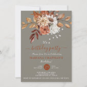 Herfst Waterverf Floral Grey Birthday Party Kaart (Voorkant)
