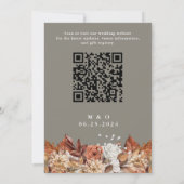 Herfst Waterverf Floral Grey QR CodeWedding Kaart (Achterkant)