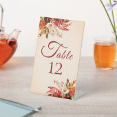 Herfst Waterverf Floral Ivoor Trouwtafel Nummer Reclamebord Met Voetstuk (Insitu)
