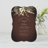 Herfst Waterverf Floral Mocha Bruin Bruiloft Kaart (Staand voorkant)