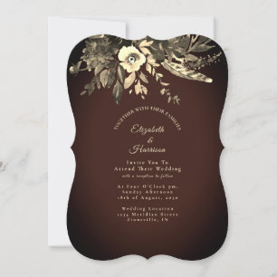 Herfst Waterverf Floral Mocha Bruin Bruiloft Kaart