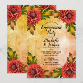 Herfst Waterverf Floral Mums Engagement Party Kaart (Voorkant / Achterkant)