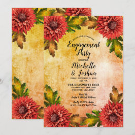 Herfst Waterverf Floral Mums Engagement Party Kaart
