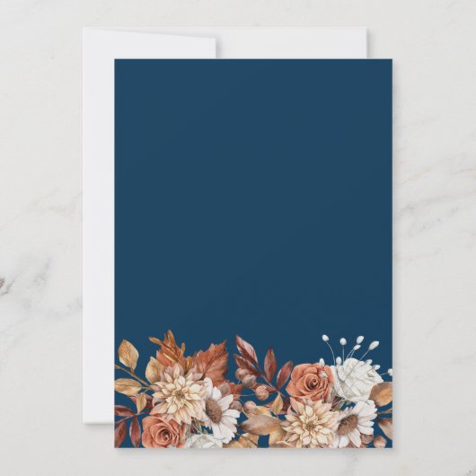 Herfst Waterverf Floral Navy Blue Vrijgezellenfees Kaart (Achterkant)