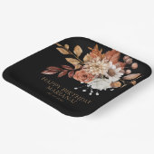 Herfst Waterverf Floral op Black Birthday Party Papieren Bordje (Gebogen)