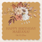 Herfst Waterverf Floral op goudfeest Kartonnen Onderzetters (Voorkant)