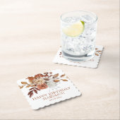 Herfst Waterverf Floral op White Birthday Party Kartonnen Onderzetters (Insitu)