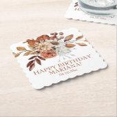 Herfst Waterverf Floral op White Birthday Party Kartonnen Onderzetters (Gebogen)