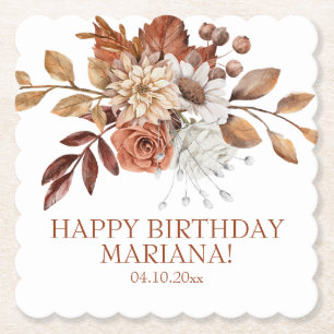 Herfst Waterverf Floral op White Birthday Party Kartonnen Onderzetters