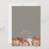 Herfst Waterverf Floral over grijs huwelijk Kaart (Achterkant)