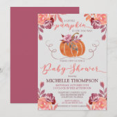 Herfst Waterverf Floral Pumpkin Baby shower Kaart (Voorkant / Achterkant)