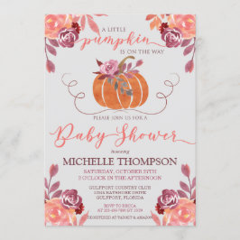 Herfst Waterverf Floral Pumpkin Baby shower Kaart