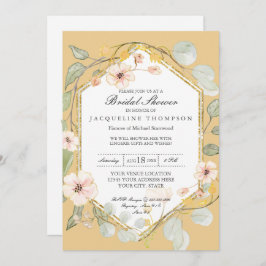 Herfst Waterverf Floral Roos Mosterd Vrijgezellenf Kaart