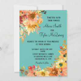 Herfst Waterverf Floral Simplistic Wedding Kaart