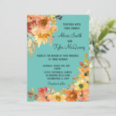 Herfst Waterverf Floral Simplistic Wedding Kaart (Staand voorkant)