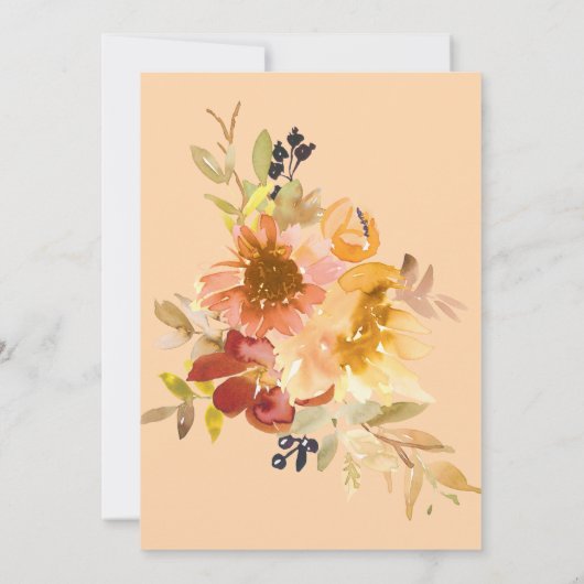 Herfst Waterverf Floral Simplistic Wedding Kaart (Achterkant)