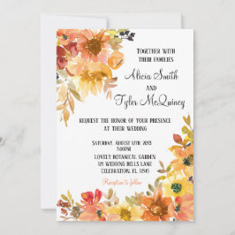 Herfst Waterverf Floral Simplistic Wedding Kaart