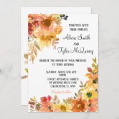 Herfst Waterverf Floral Simplistic Wedding Kaart (Voorkant / Achterkant)