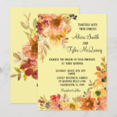 Herfst Waterverf Floral Simplistic Wedding Kaart (Voorkant / Achterkant)
