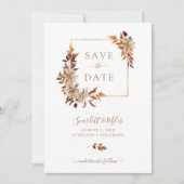 Herfst Waterverf Floral Square Gold Lijst Wedding Save The Date (Voorkant)