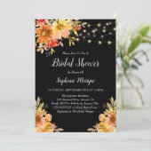 Herfst Waterverf Floral String Lights Vrijgezellen Kaart (Staand voorkant)