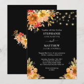 Herfst Waterverf Floral String Lights Wedding Kaart (Voorkant / Achterkant)