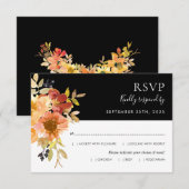 Herfst Waterverf Floral String Lights Wedding RSVP Kaartje (Voorkant / Achterkant)