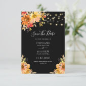 Herfst Waterverf Floral String Lights Wedding Save The Date (Staand voorkant)